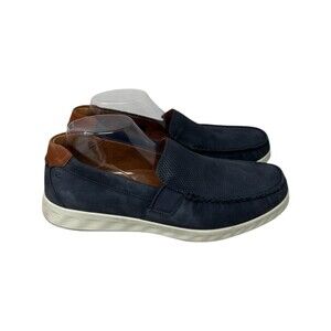 Ecco Shoes Men's Size 9 Blue Moccasins Loafers Slip On Perforated Breathable